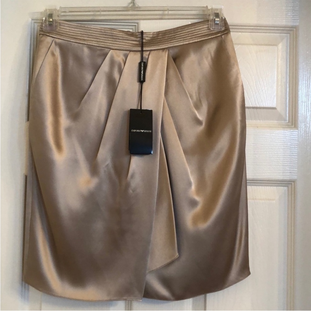 Emporio Armani Silk Faux Wrap Pencil Skirt, NWT